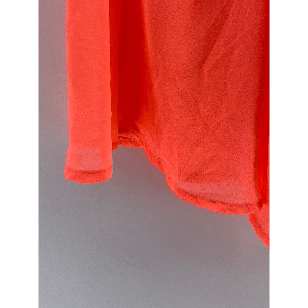 RUE 21 Women's Orange Sheer Cross-Back Bow Sheer Tank Top SZ L