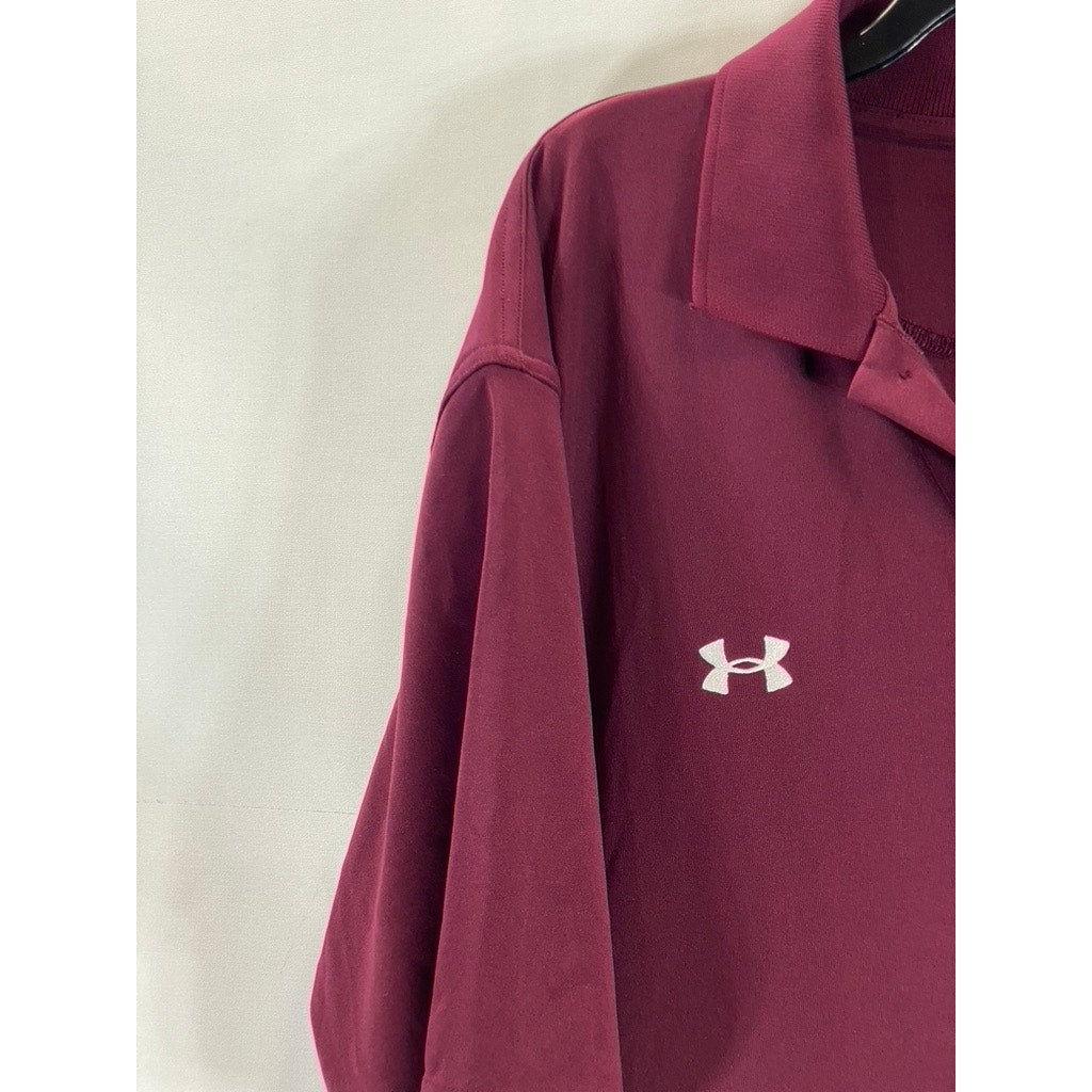 UNDER ARMOUR Men's Burgundy Regular-Fit Short Sleeve Polo SZ L