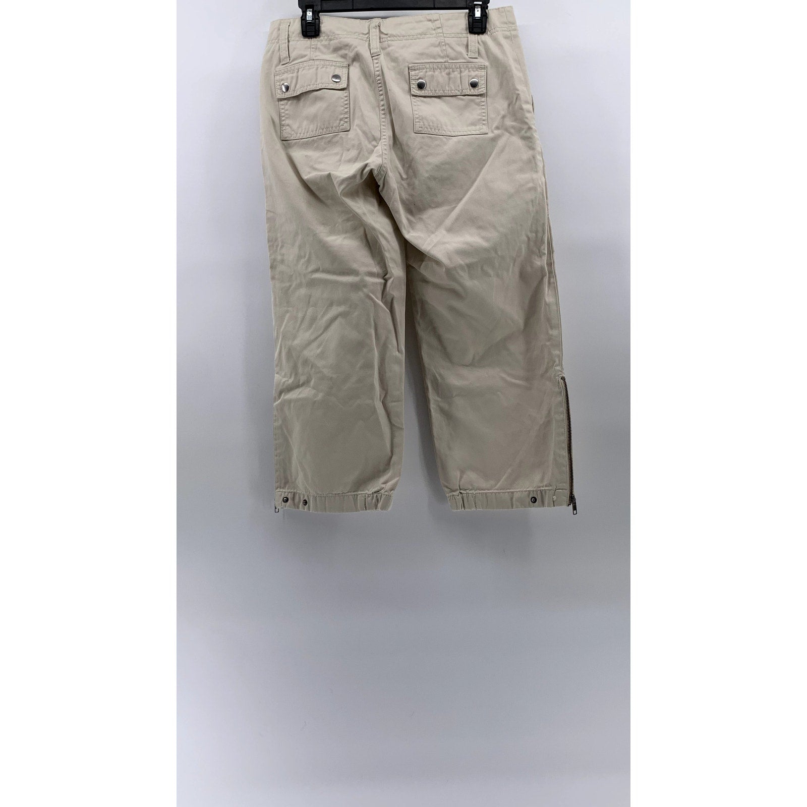 GAP Women's Beige Zipper-Hem Straight-Leg Relaxed-Fit Pants SZ 4