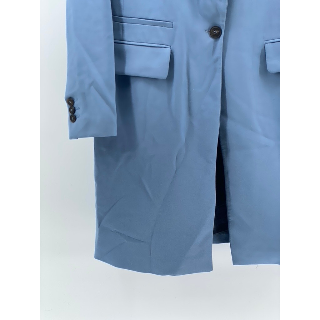 ZARA BASIC Women’s Blue Single-Button Long Sleeve Coat SZ XS