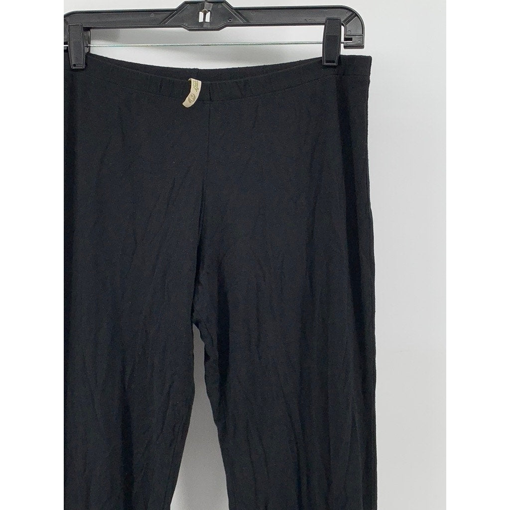 COMFY USA Women's Black Mid-Rise Zipper-Hem Ankle Pants SZ L