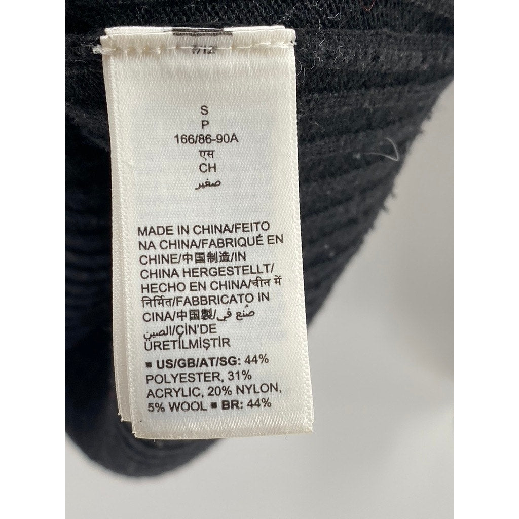 THE DROP Women's Black Wide-Rib Hooded Long Sleeve Pullover Sweater SZ S