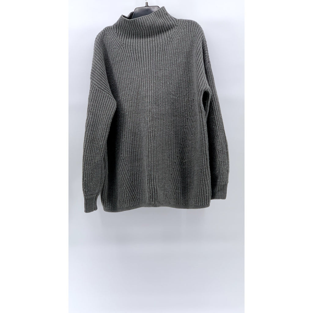 H By HALSTON Women's Gray Knit Acrylic Turtleneck Long Sleeve Sweater SZ M