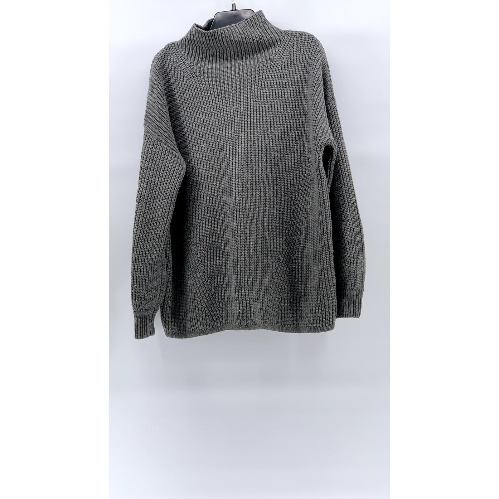 H By HALSTON Women's Gray Knit Acrylic Turtleneck Long Sleeve Sweater SZ M