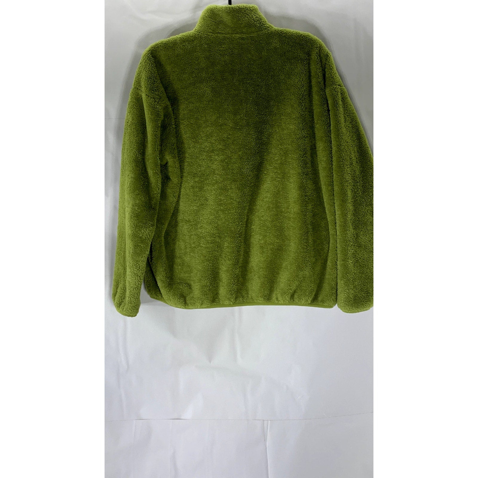 UNIQLO Women's Dark Green Fluffy Yarn Fleece Zip-Up Mock-Neck Jacket SZ XL