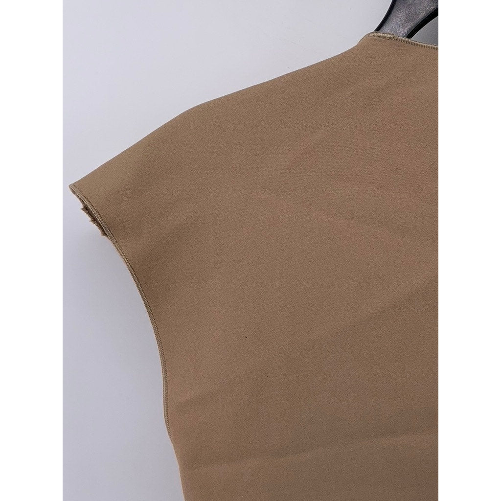 BALLY Women's Tan Pleated Short Sleeve Dress SZ US4