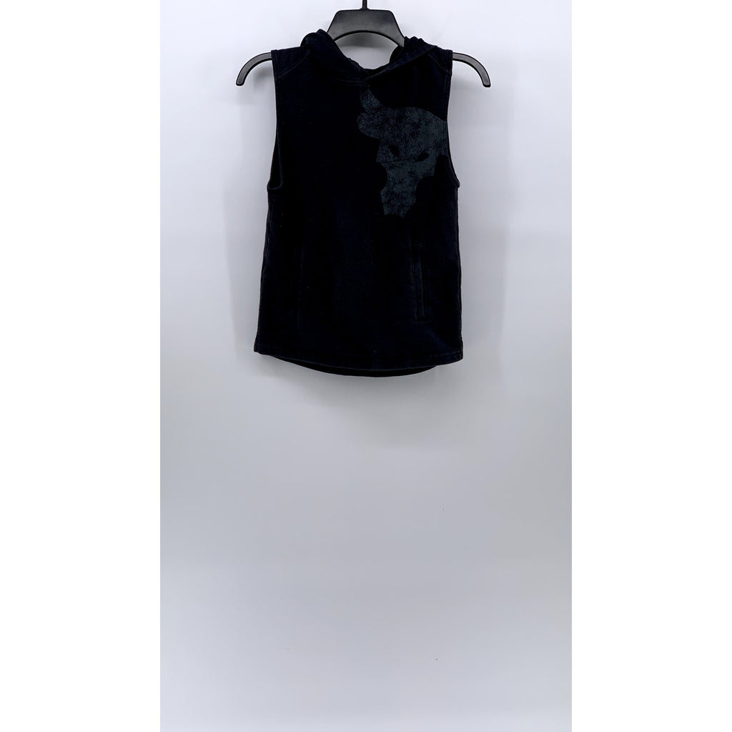 UNDER ARMOUR Kids' Washed Black Graphic Sleeveless Active Hooded Vest SZ Y-M