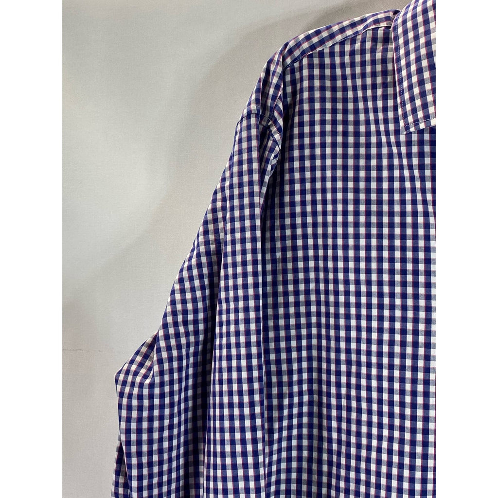 J. CREW Men's Blue Gingham Slim-Fit Performance Button-Up Long-Sleeve Shirt SZXL