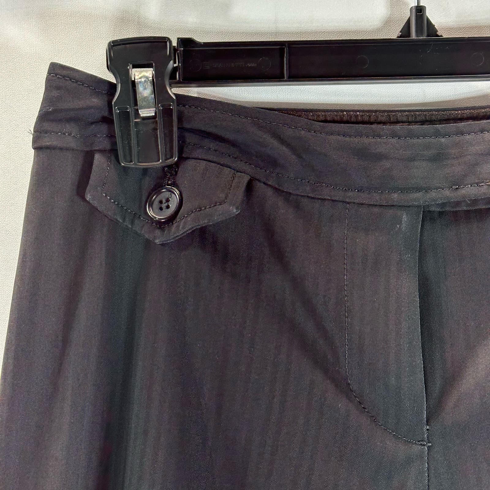 TRINA TURK Women's Black Pinstripe Cuffed Wide-Leg Pants SZ 4