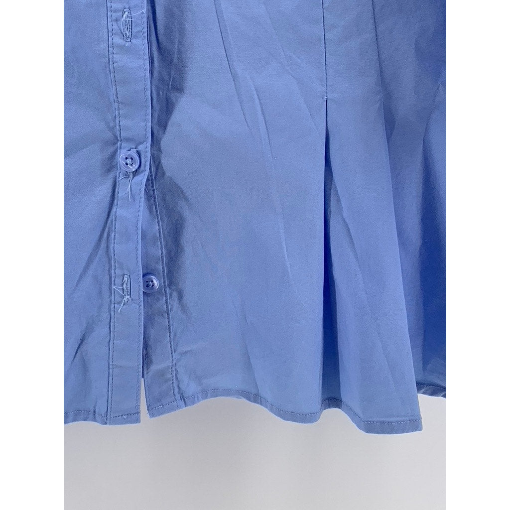 DANA BUCHMAN Women's Blue Pleated Button-Up 3/4 Sleeve Top SZ XL