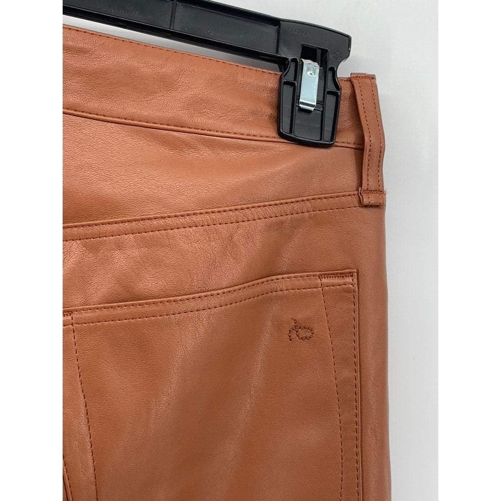 RAG & BONE Women's Cognac Faux-Leather Flare High-Rise Five Pocket Pant SZ 26