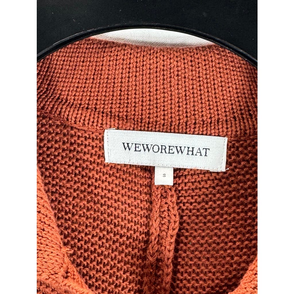 WEWOREWHAT Women's Rust Rib Knit Henley Long Sleeve Sweater Romper SZ S