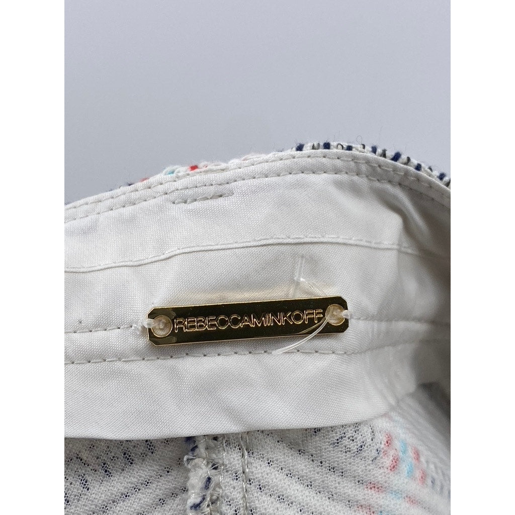 REBECCA MINKOFF Women's Black-Red-Blue Tweed Raw-Hem Shorts SZ 2