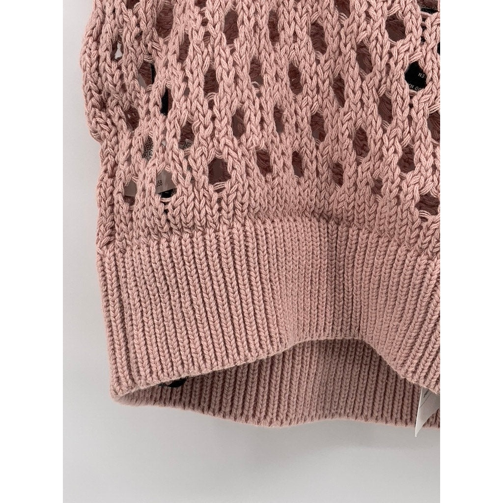 FOREVER 21 Women's Blush Pink Open Knit Cropped Tank Top SZ M