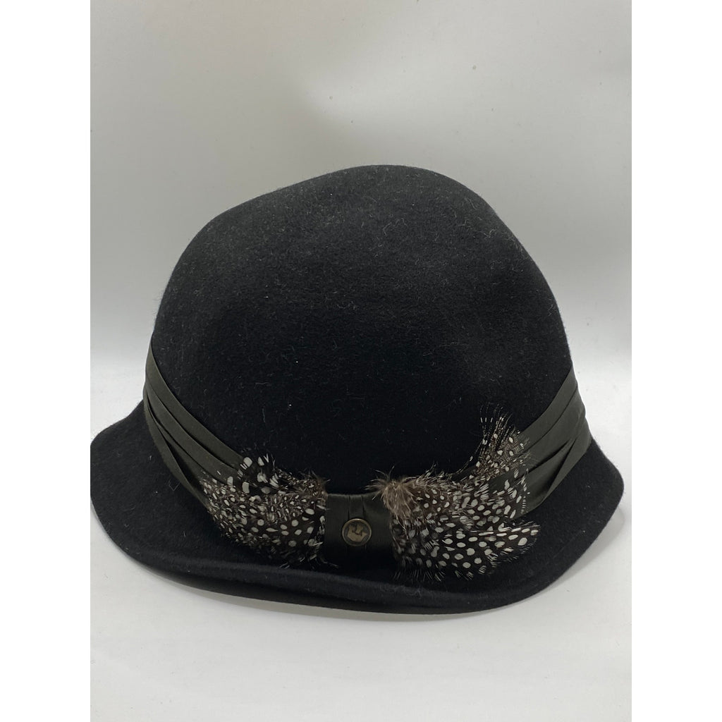 GOORIN BROS. Women's Black Wool Feather Derby Fedora Bowler Hat SZ M