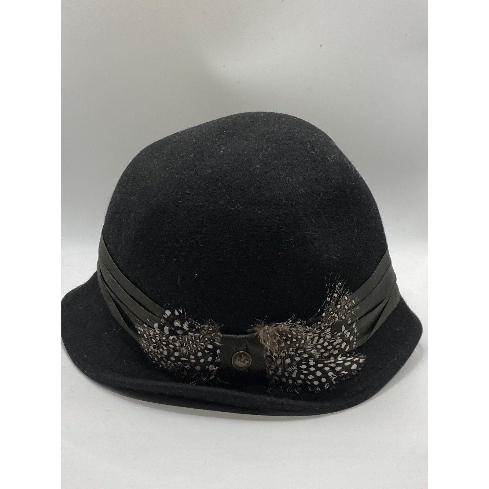 GOORIN BROS. Women's Black Wool Feather Derby Fedora Bowler Hat SZ M