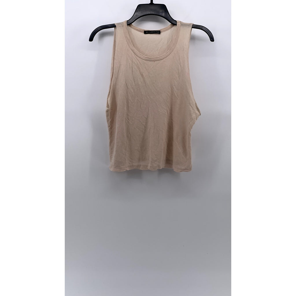 BRANDY MELVILLE Women's Beige Scoop-Neck Lightweight Muscle Tank Top SZ OS