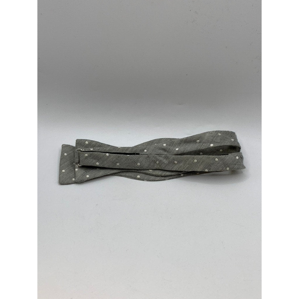 BILLY REID Men's Gray Micro Dot Linen-Blend Adjustable Bow Tie