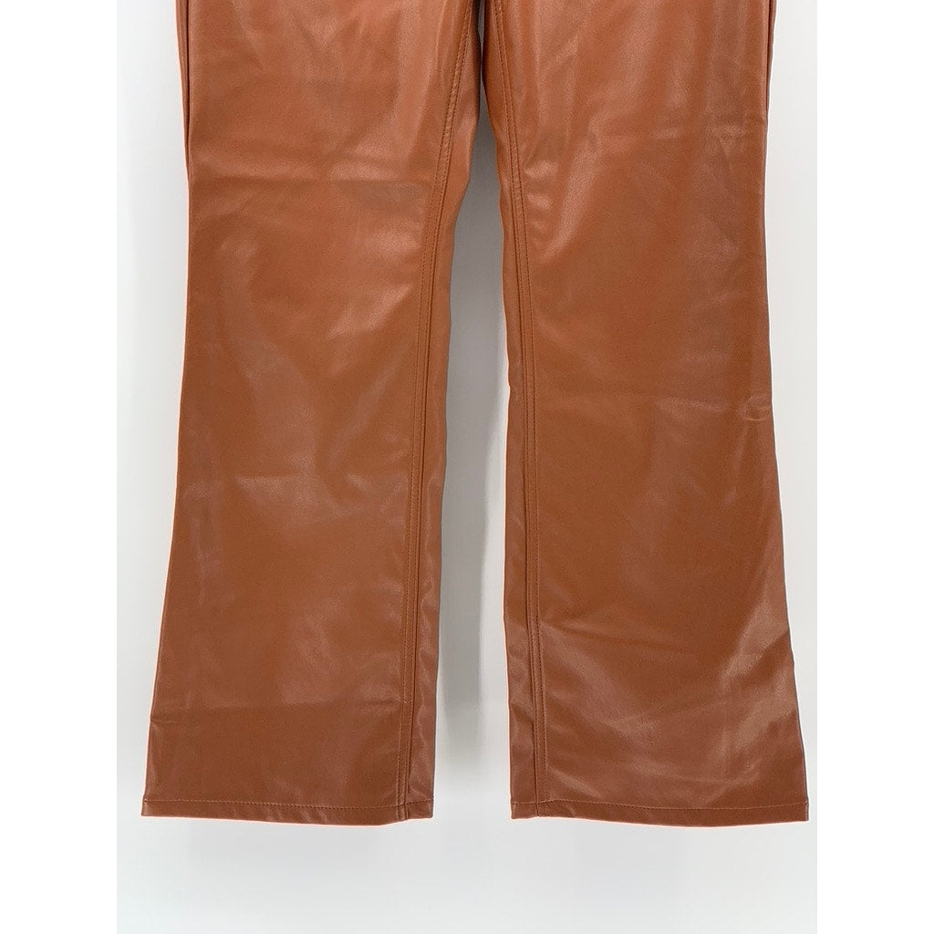 RAG & BONE Women's Cognac Faux-Leather Flare High-Rise Five Pocket Pant SZ 26