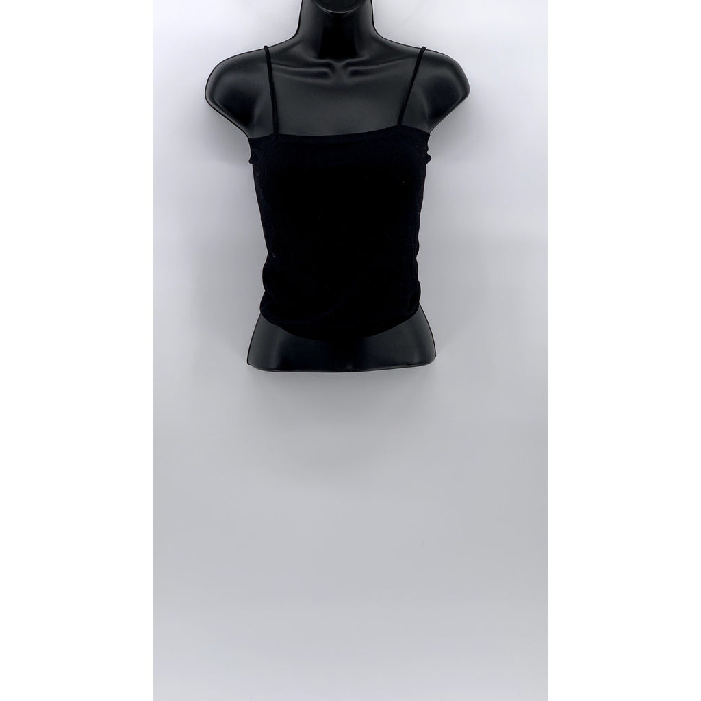 UNBRANDED Women's Black Straight-Neck Padded Spaghetti Strap Cami Top SZ S