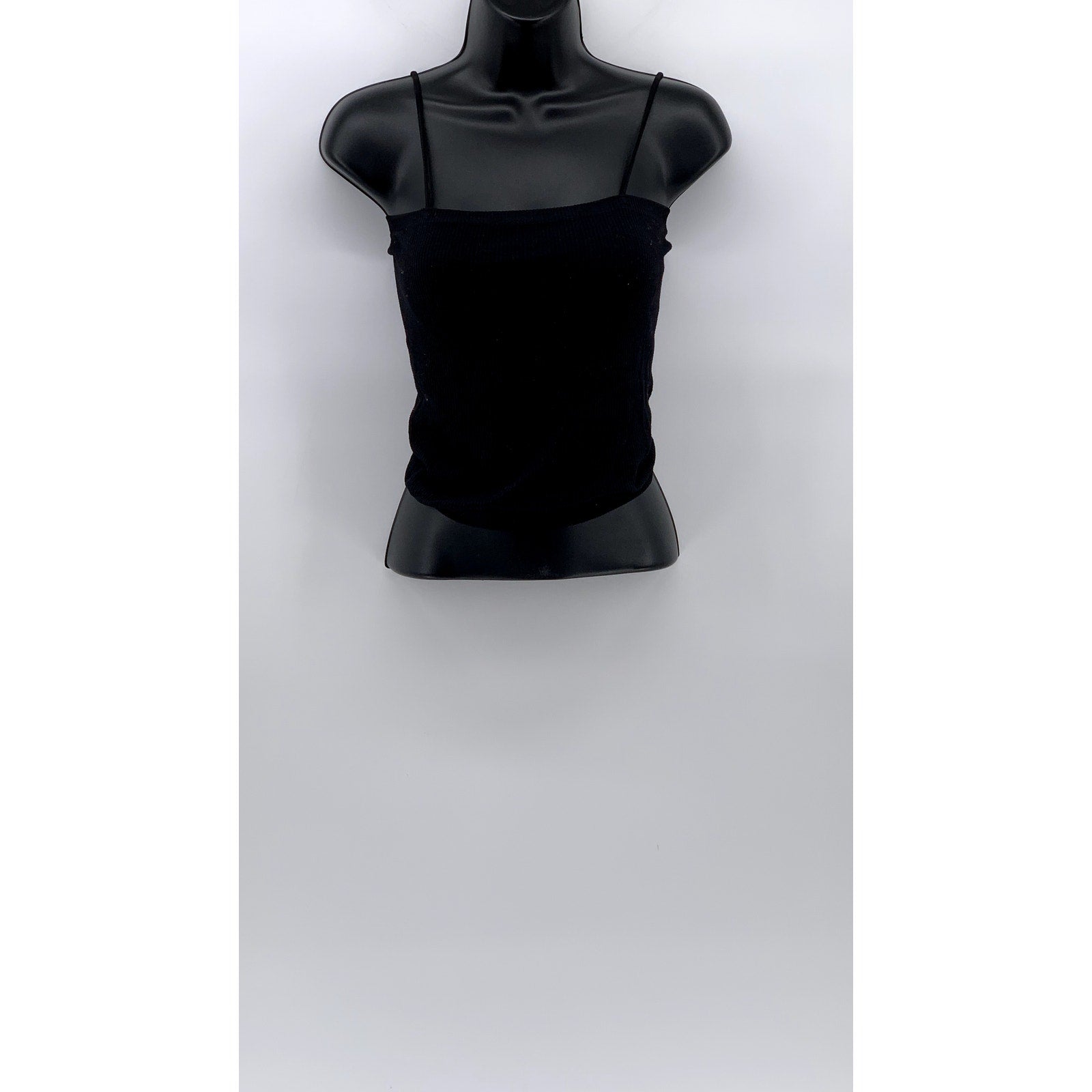 UNBRANDED Women's Black Straight-Neck Padded Spaghetti Strap Cami Top SZ S