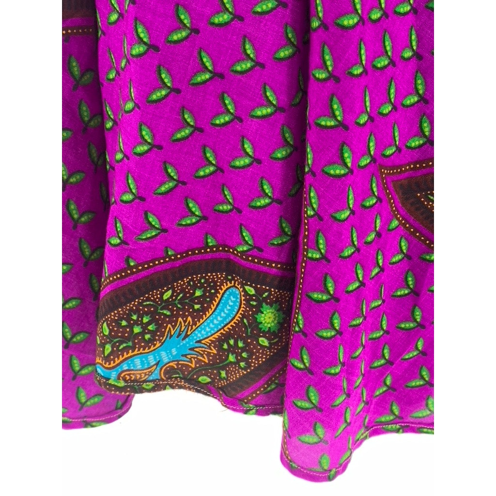 UNBRANDED Women's Purple/Green Printed Wrap Style Maxi Skirt SZ S