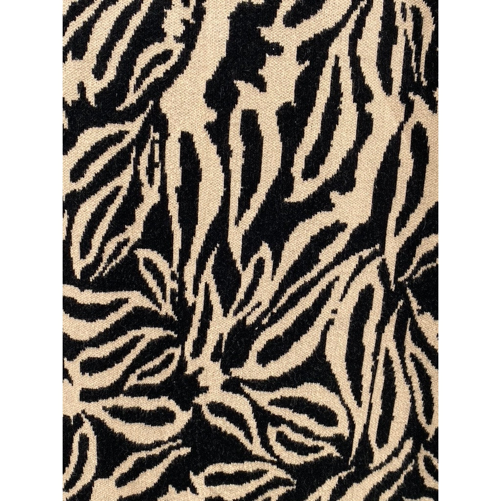 MINKPINK Women's Black-Beige Printed Savannah Intazia Side-Slit Midi Skirt SZ XL