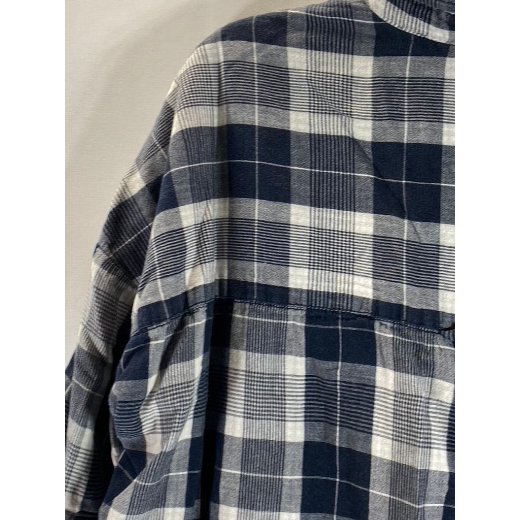 ANTHROPOLOGIE PILCRO Women's Navy Plaid Button-Up Flannel Shirt SZ XS/S