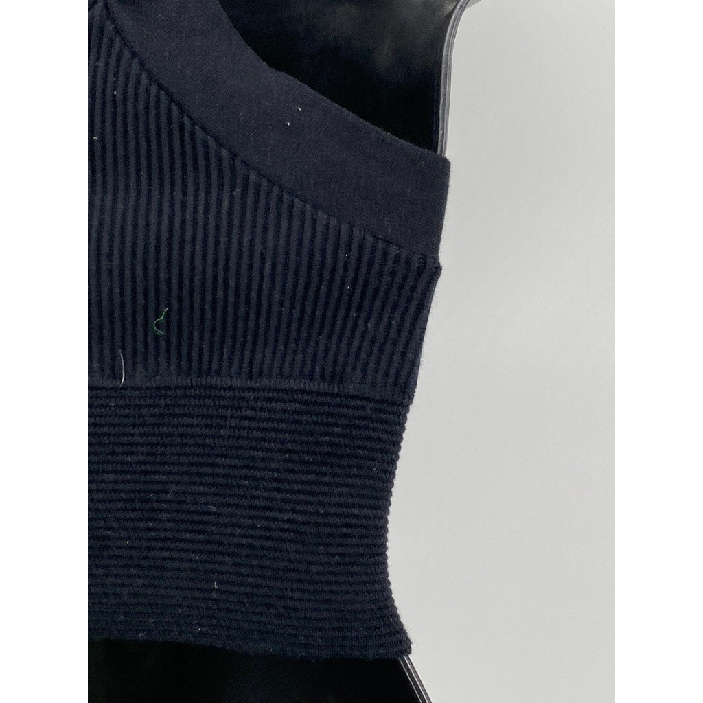 ABERCROMBIE & FITCH Women's Black Ribbed Sleeveless Halter Cropped Top SZ S