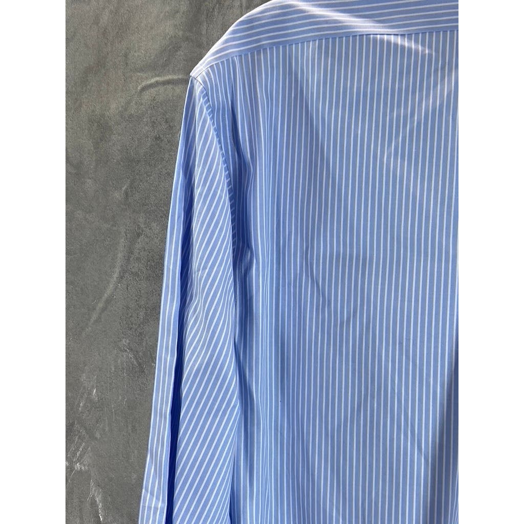 BROOKS BROTHERS Men's Blue Striped Regent-Fit Button-Up Dress Shirt SZ 16.5/32