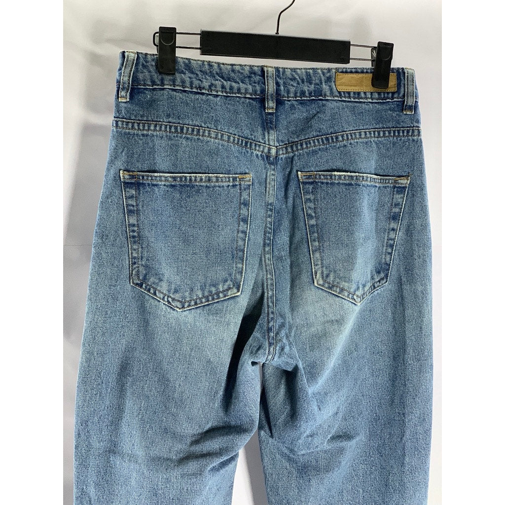 COTTON ON Women's Blue Denim Tapered-Leg High-Ris Distressed Mom Jean SZ 6