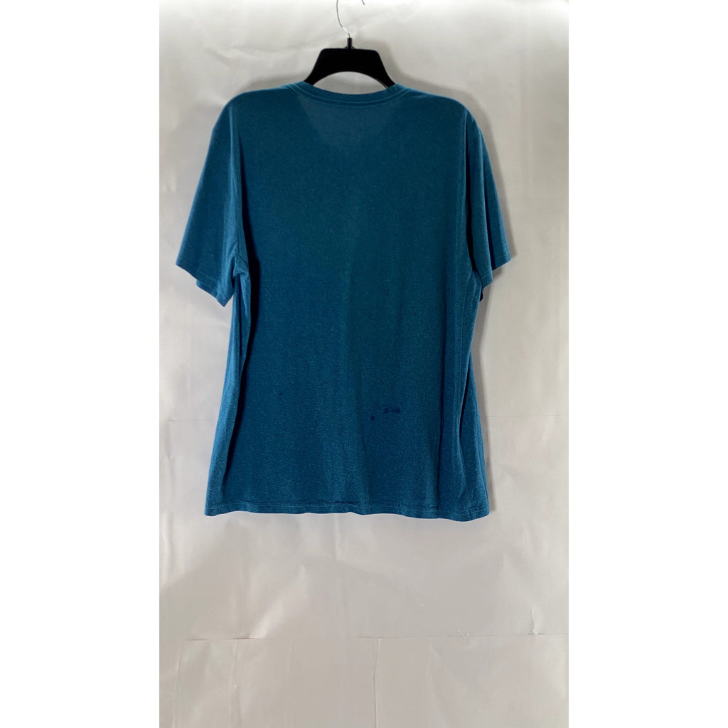 NIKE Men's Blue Heather Dri-Fit V-Neck Swoosh Logo Short Sleeve T-Shirt SZ XL