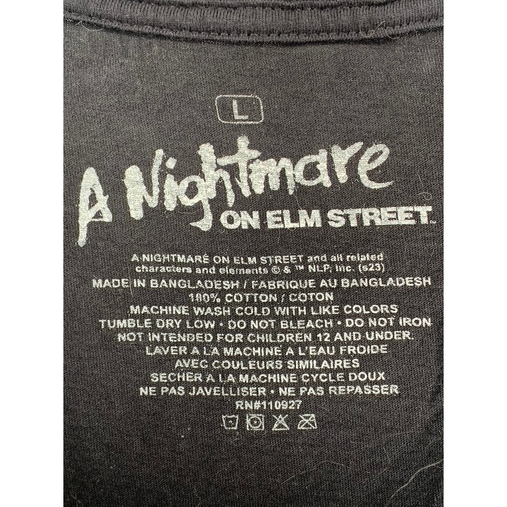 A NIGHTMARE ON ELM STREET Men's Black Freddy Graphic Short Sleeve T-Shirt SZ L