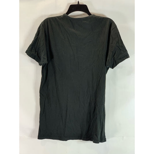 VISSLA Men's Black Vintage Crewneck Patch Pocket Regular-Fit T-Shirt SZ M