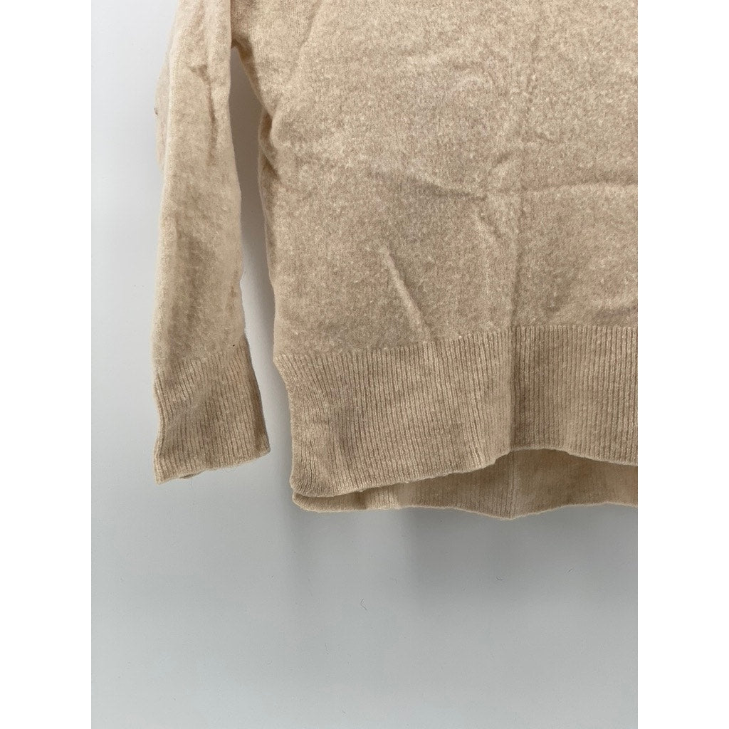 M MAGASCHONI Women's Beige Cashmere Crewneck Long Sleeve Sweater SZ M