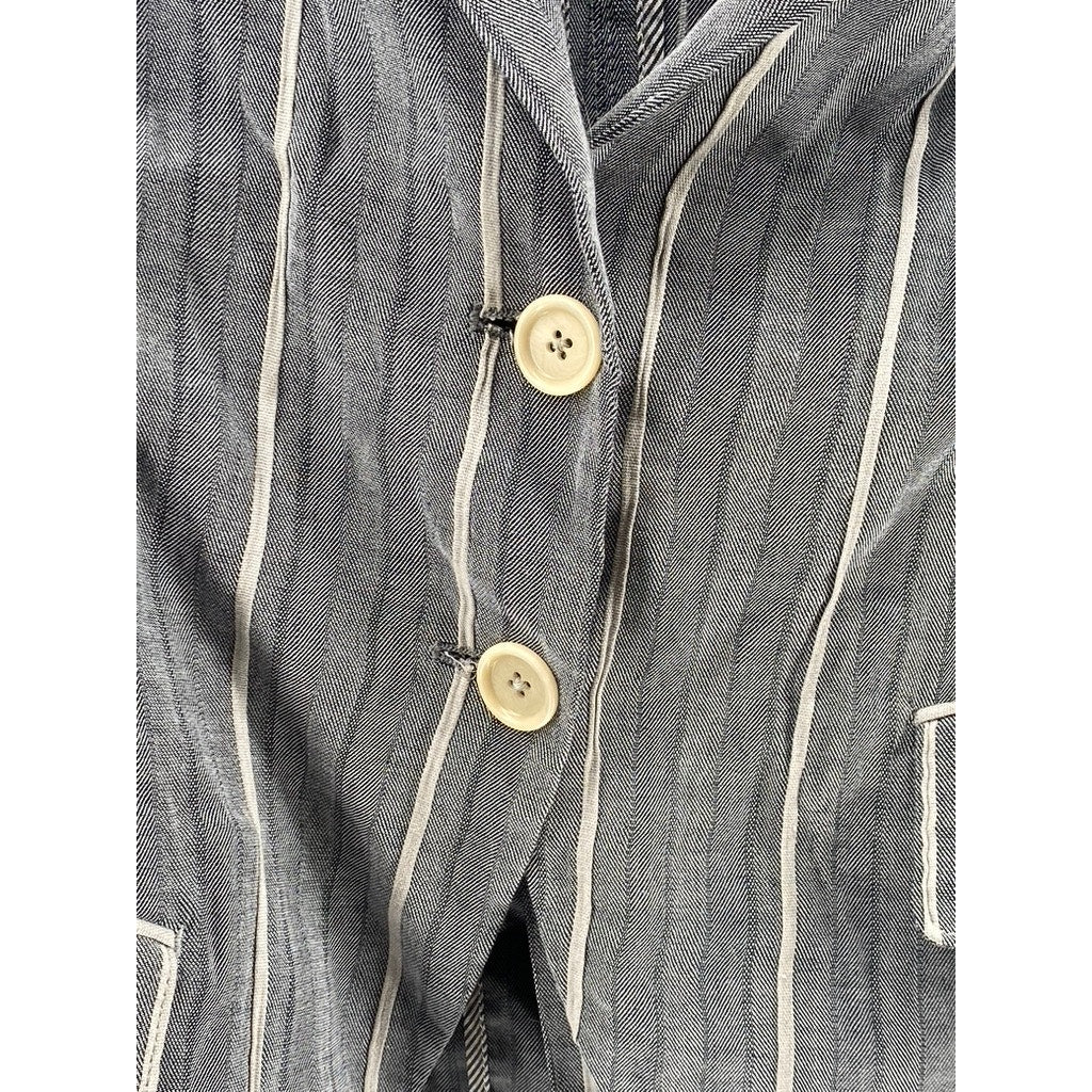 HIGH USE Women's Dark Gray Striped Two-Button Tie-Back Long Sleeve Blazer SZ 30