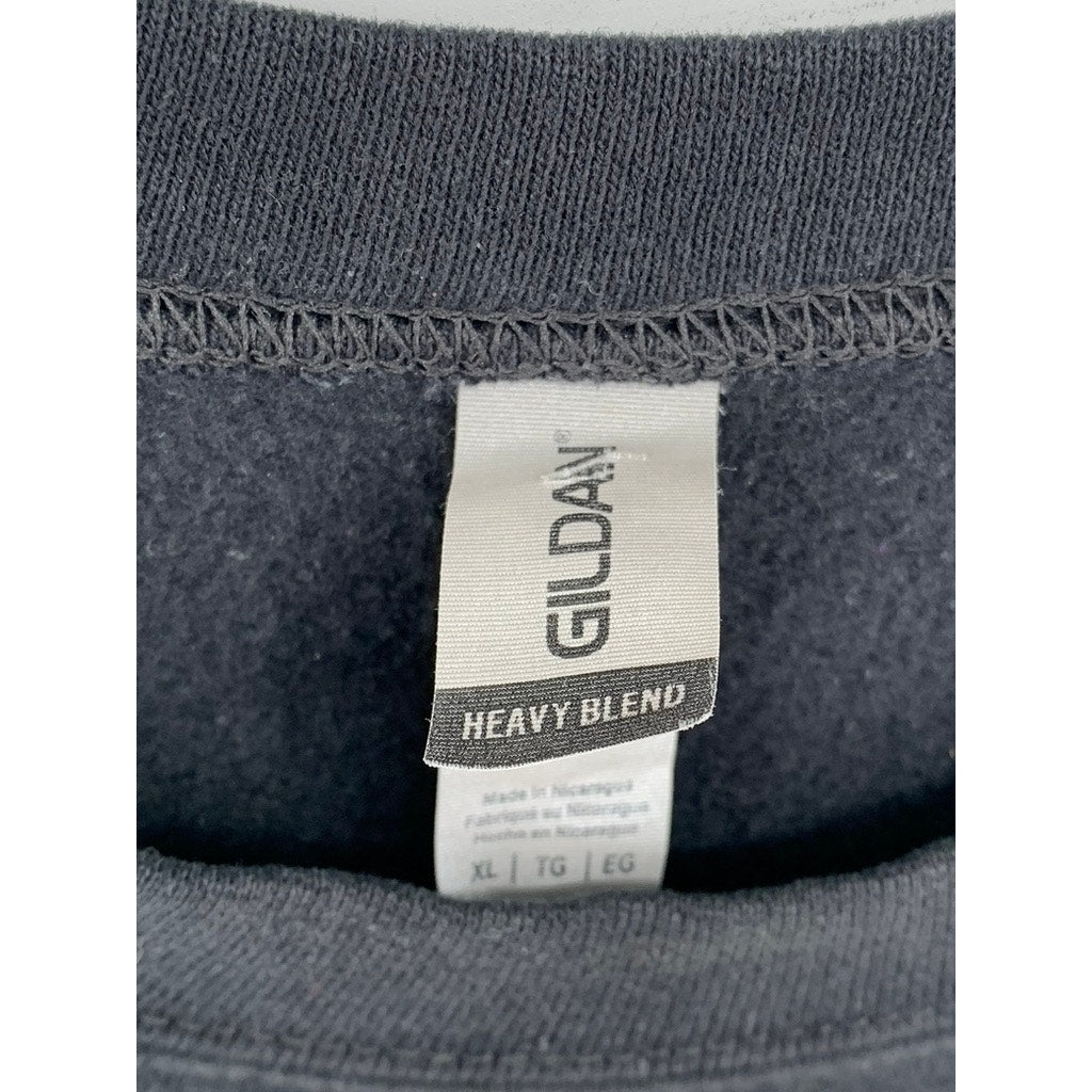 GILDAN Men's Black Graphic Crewneck Heavy Blend Long Sleeve Sweatshirt SZ XL