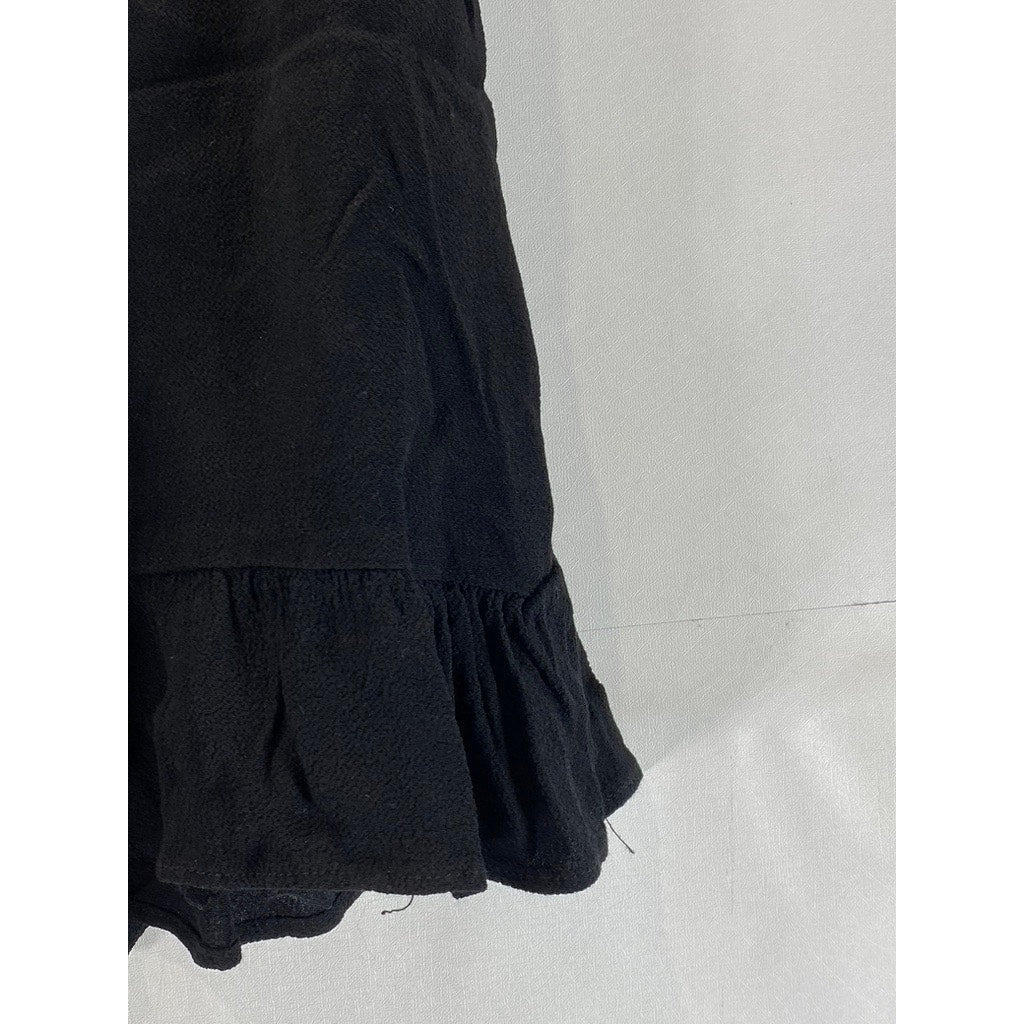 FLYNN SKYE Women's Black Milan Ruffle-Hem Mini Skirt SZ M