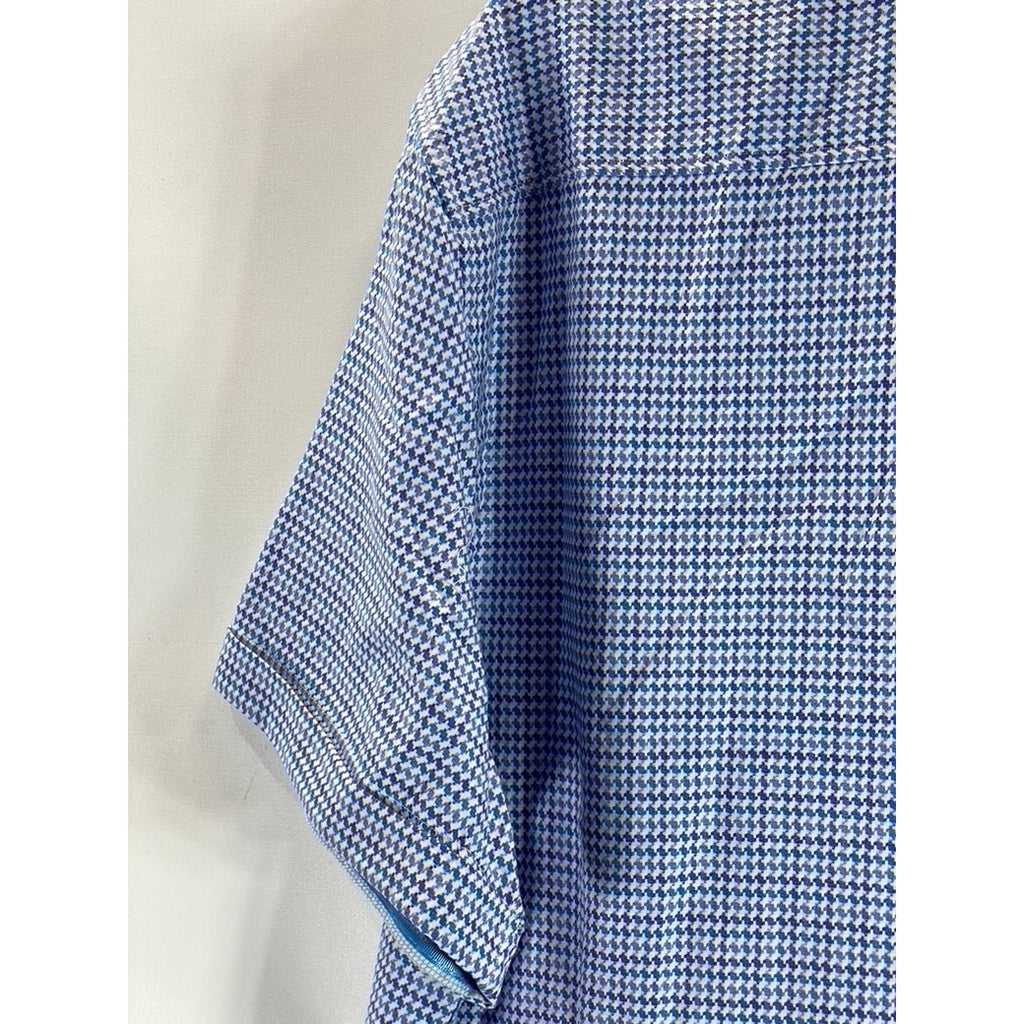 ROBERT GRAHAM Men's Blue Candido Tailored-Fit Button-Down Shirt SZ 3XL