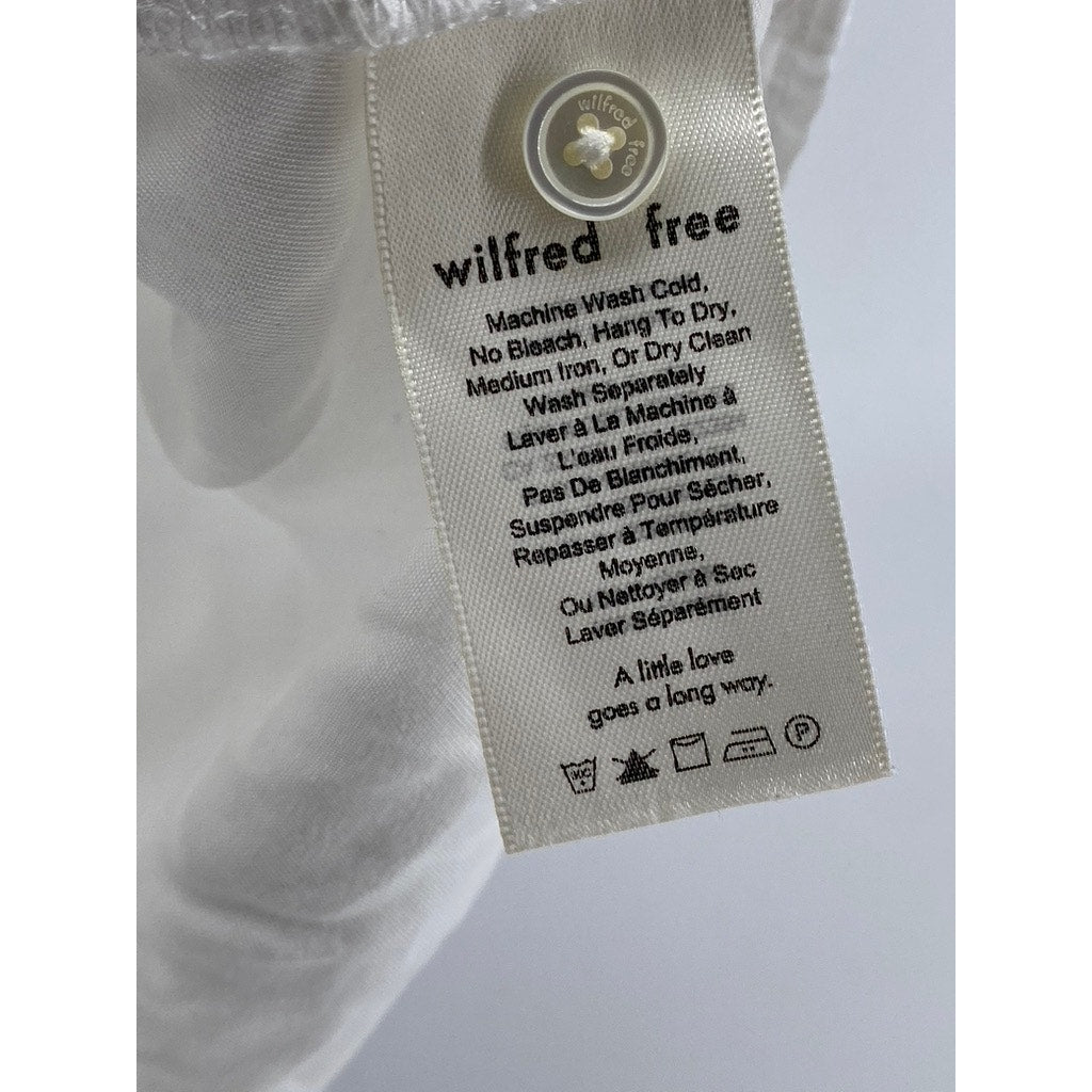 WILFRED FREE Women’s White Tie-Knot Short Sleeve Button-Up Cropped Top SZ S