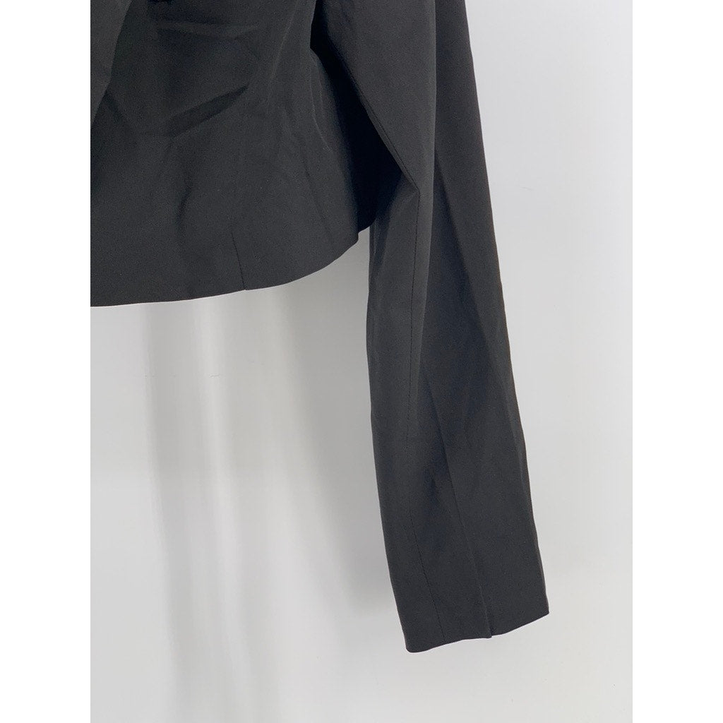 SHEIN Women's Black Solid Notch Collar Long Sleeve Tie-Front Cropped Blazer SZ 6