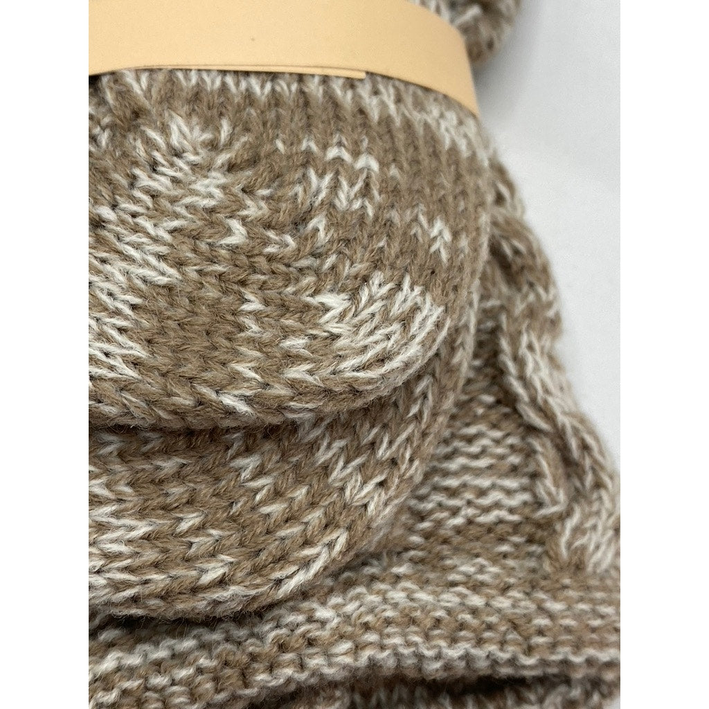 LEGMOGU'E Women's Taupe Rhythmic Mesh Chunky Knit Textured Boot Socks SZ OS