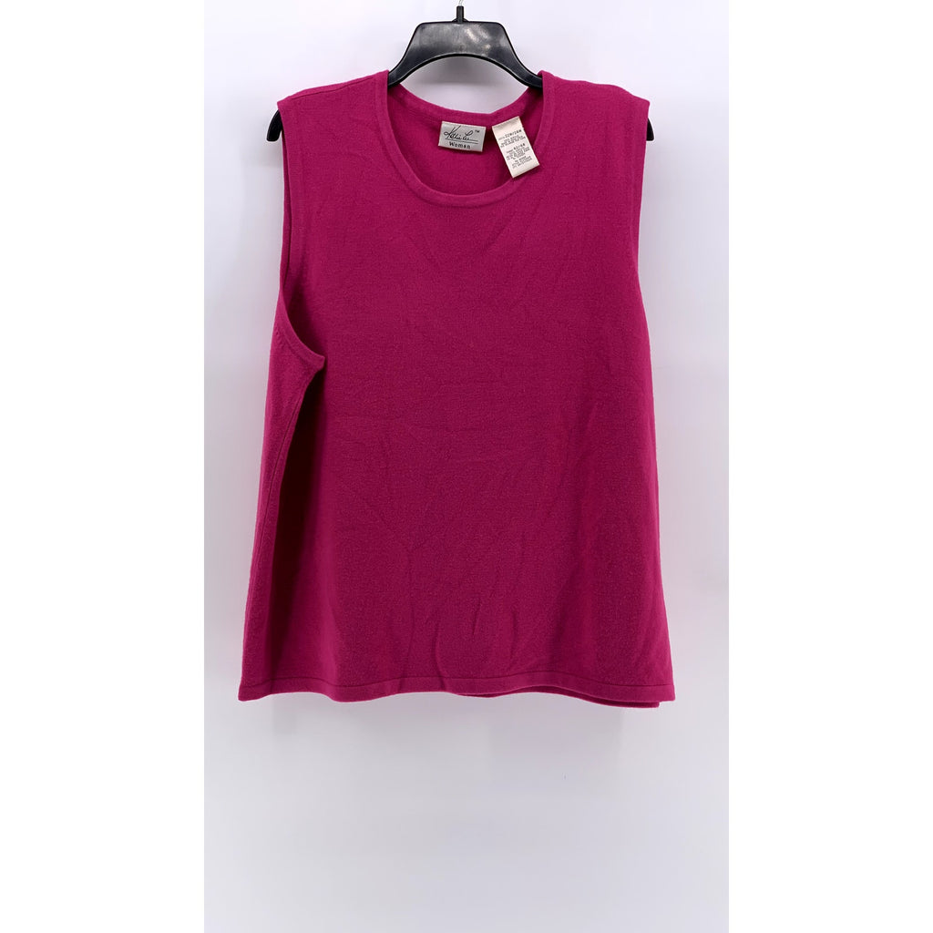 KATHIE LEE Women's Plus Magenta Crewneck Sleeveless Top SZ 22W