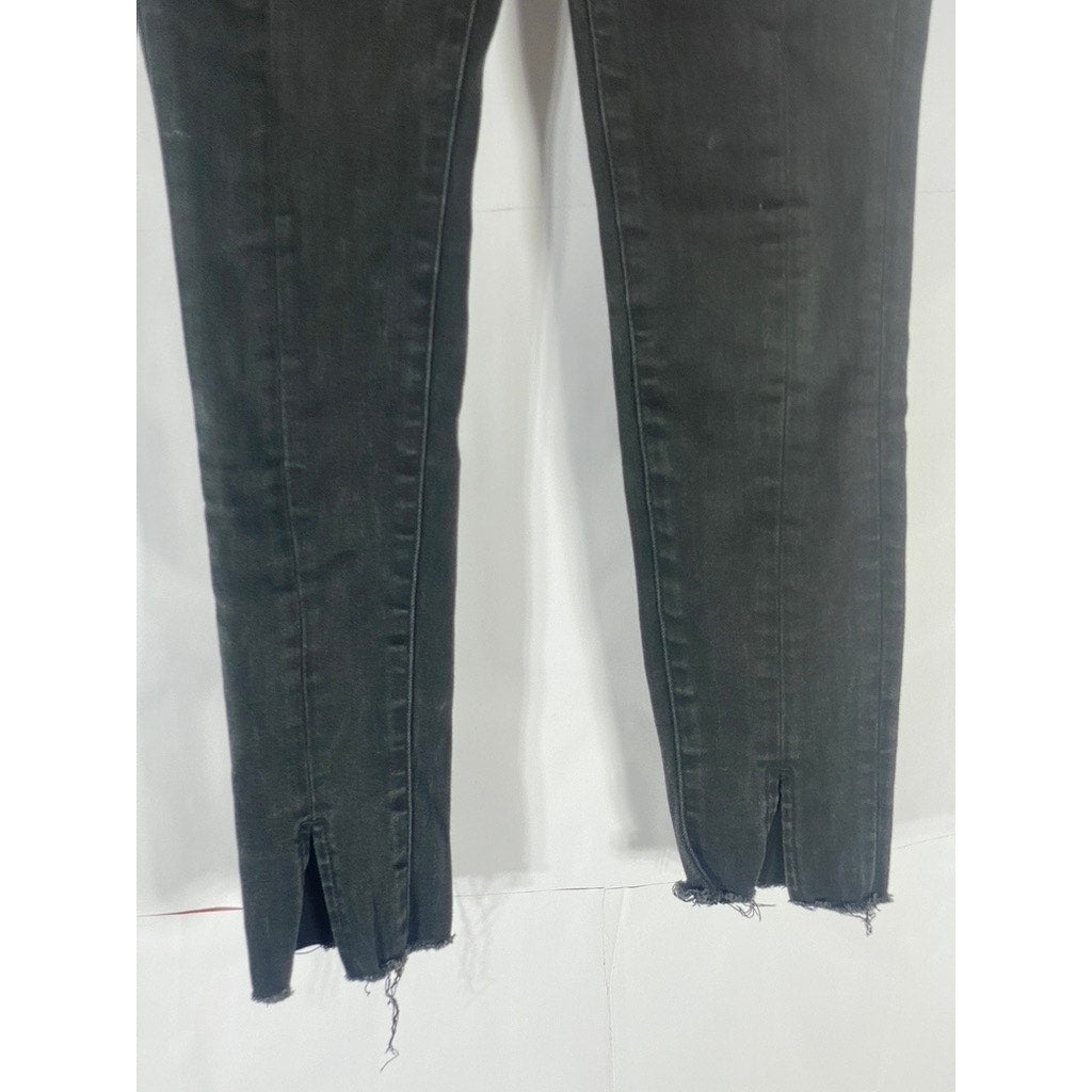 AMERICAN EAGLE Women's Black Denim Raw-Split Hem Next Level Stretch Jean SZ 4