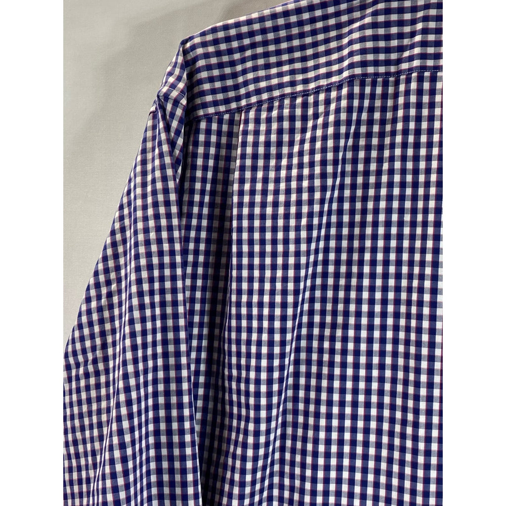 J. CREW Men's Blue Gingham Slim-Fit Performance Button-Up Long-Sleeve Shirt SZXL