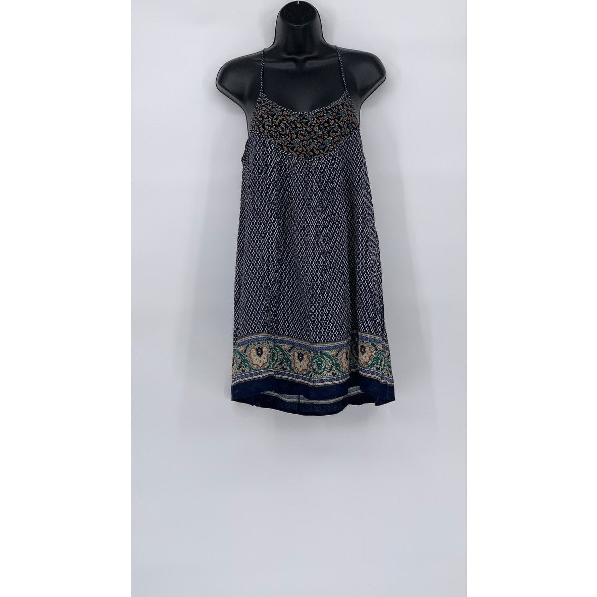 HONOLUA WAHINE Women’s Navy Printed Spaghetti Strap Scoop-Neck Mini Dress SZ S