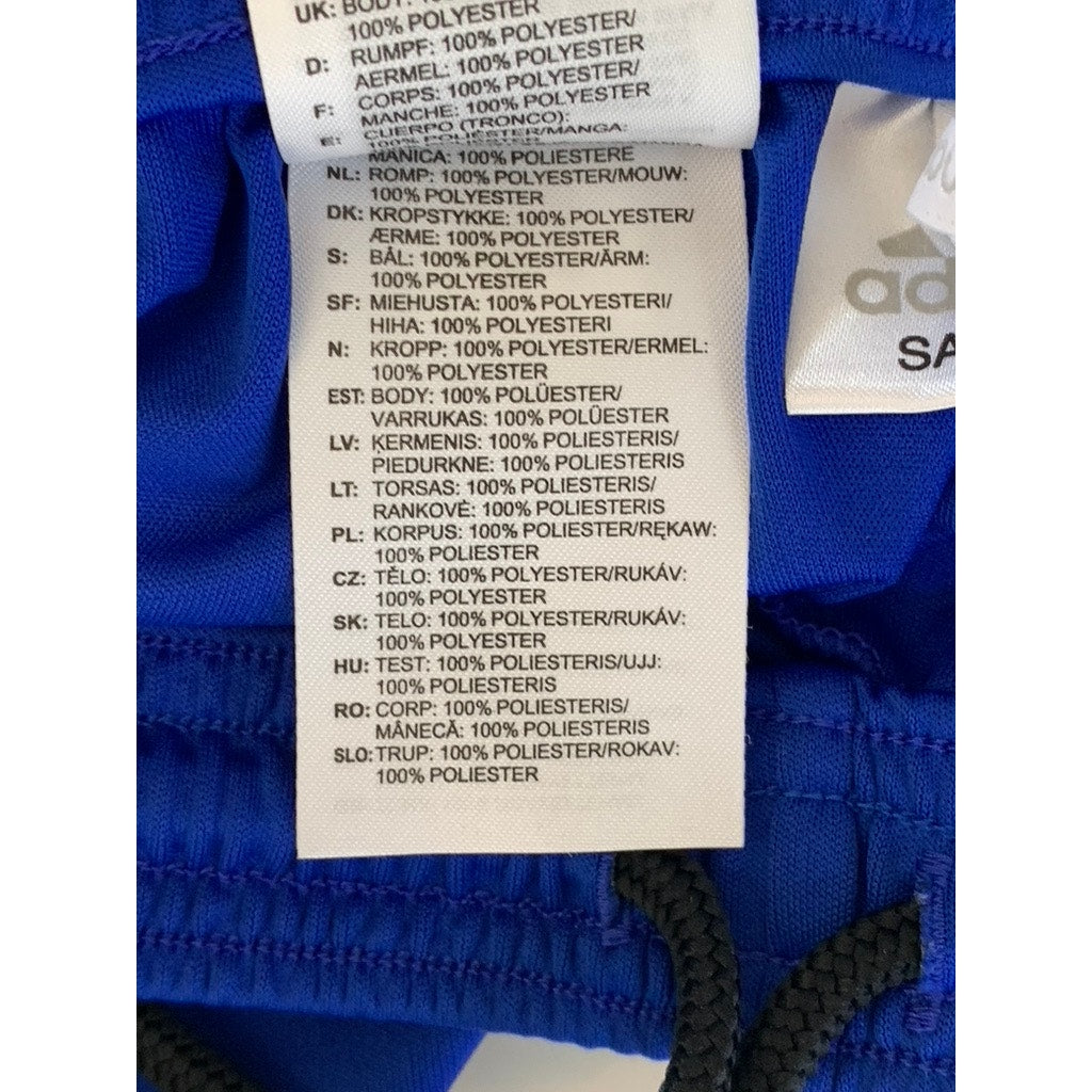 ADIDAS Women's Blue/White 3-Stripe Elastic Waist Climacool Pull-On Shorts SZ S