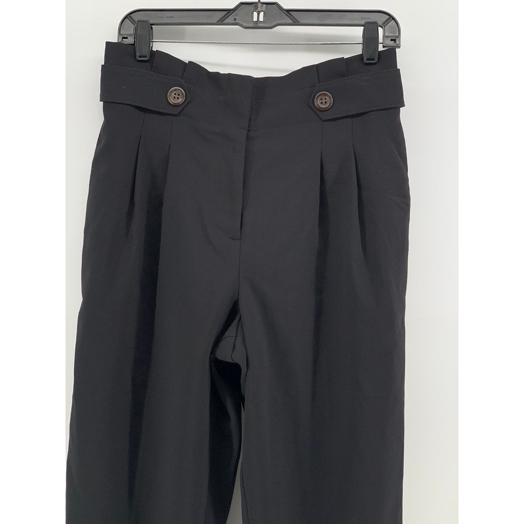 ANN TAYLOR Women's Petite Black Pleated Slim Leg Pants SZ 8P