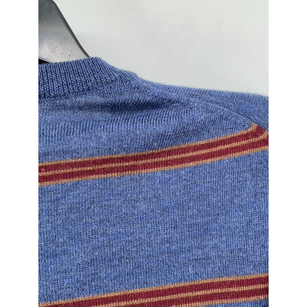 BROOKS BROTHERS 346 Men's Vintage Blue-Red Striped Merino Wool Sweater SZ XL