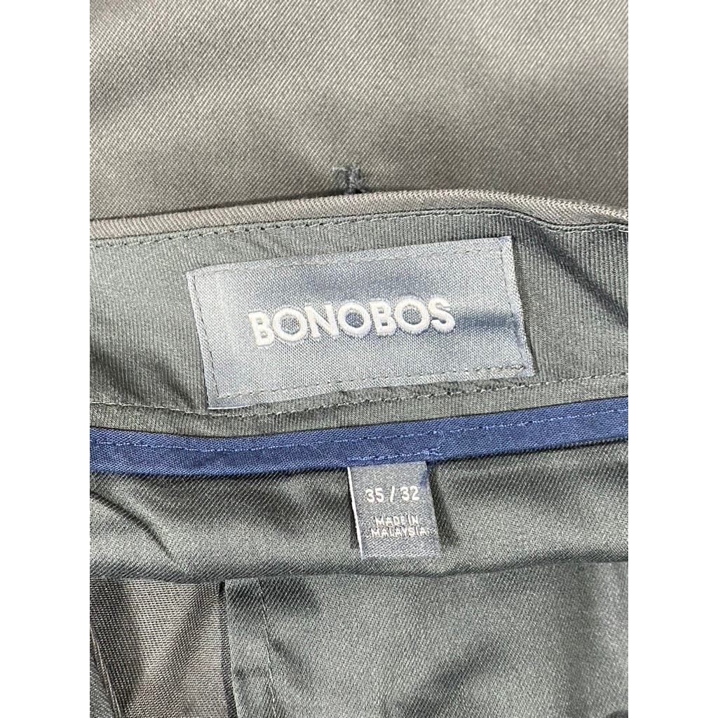 BONOBOS Men's Grey Friday Straight Leg Flat Front Dress Pants SZ 35X32